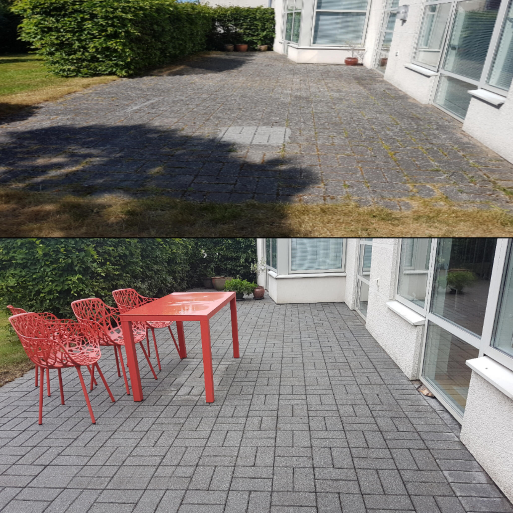 pavers cleaning with high-pressure washer